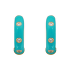Turquoise Enamel Huggies.
