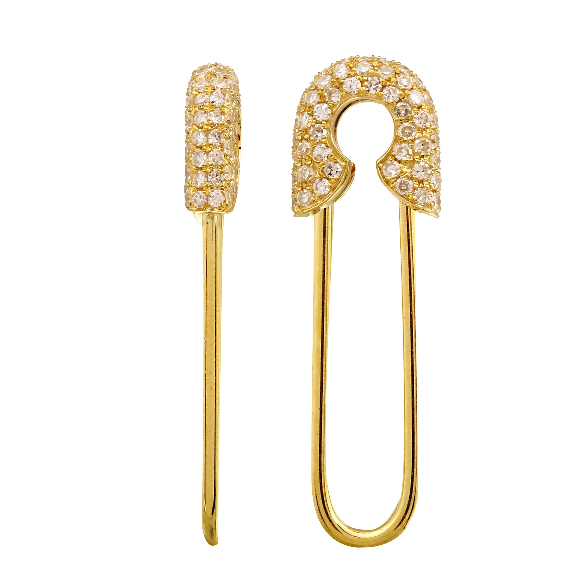 Endless Safety Pin Crawler Earrings.