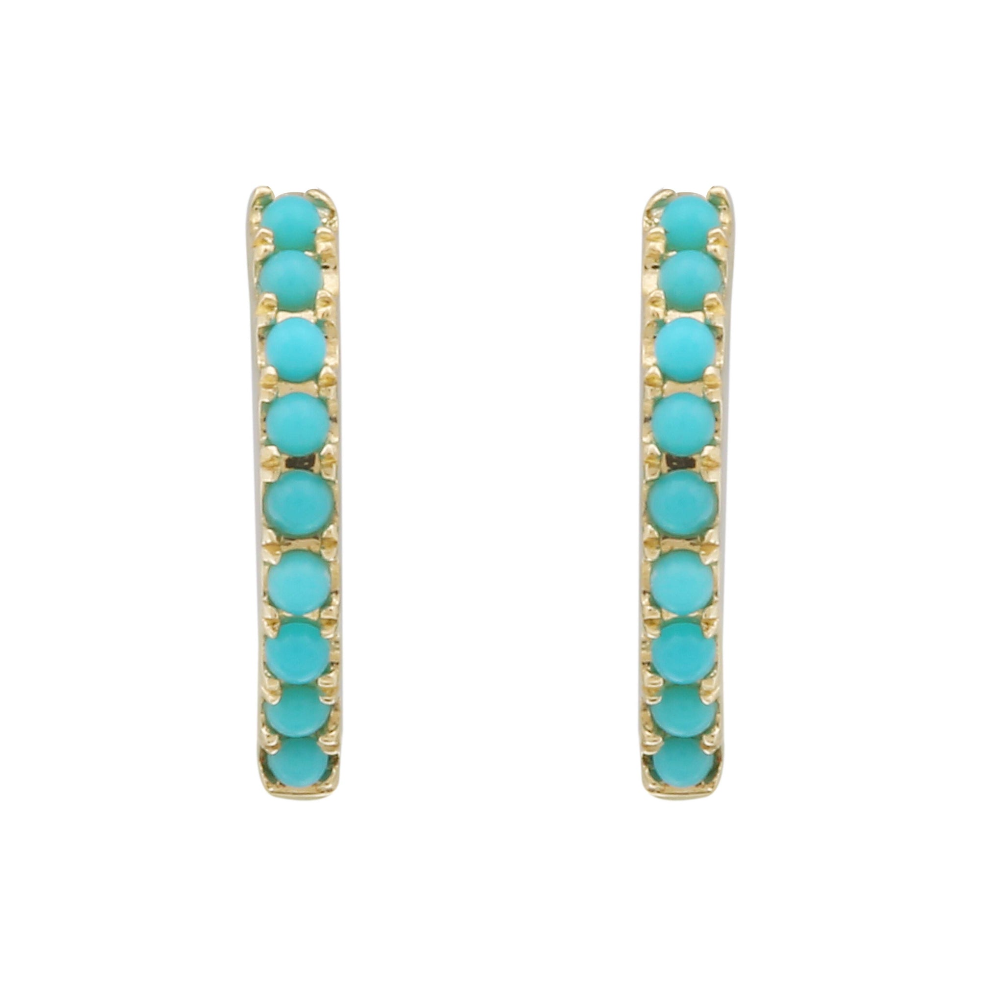 Beaded Turquoise Huggies.
