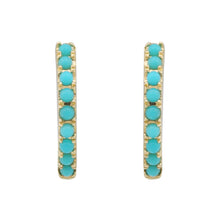 Beaded Turquoise Huggies.
