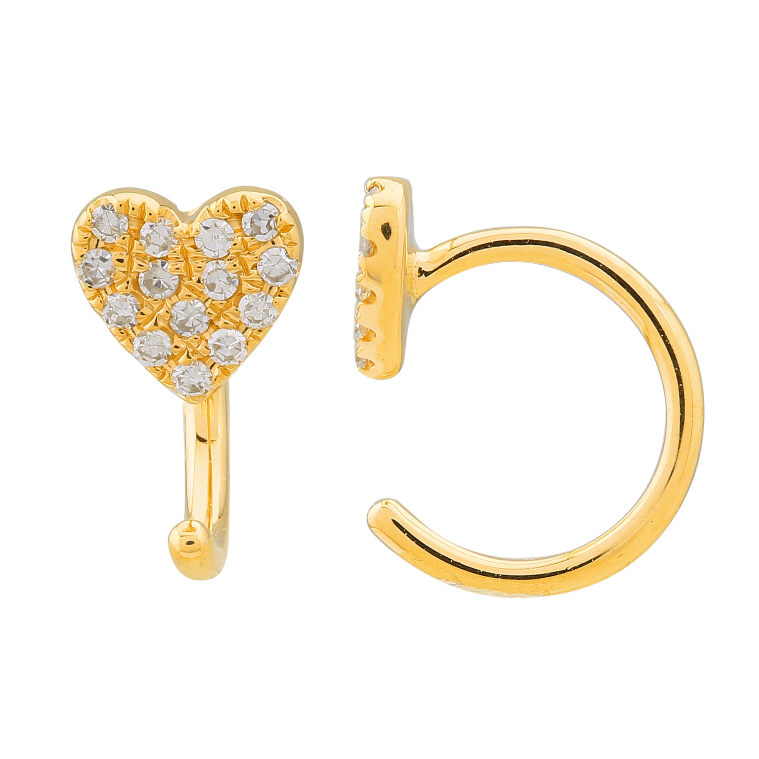 Pave Heart Ear Jacket Threaders.