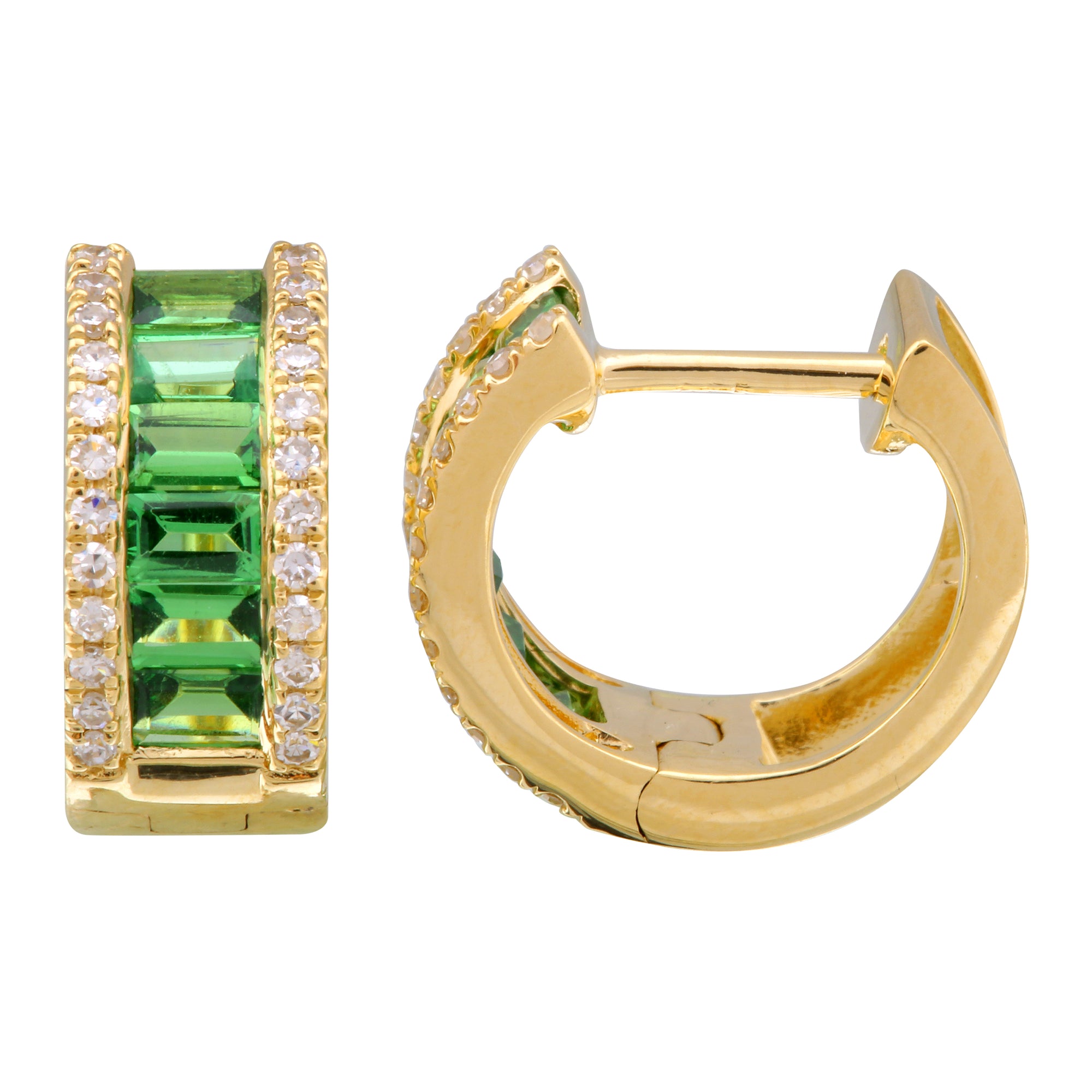 Wide Tsavorite Huggies.