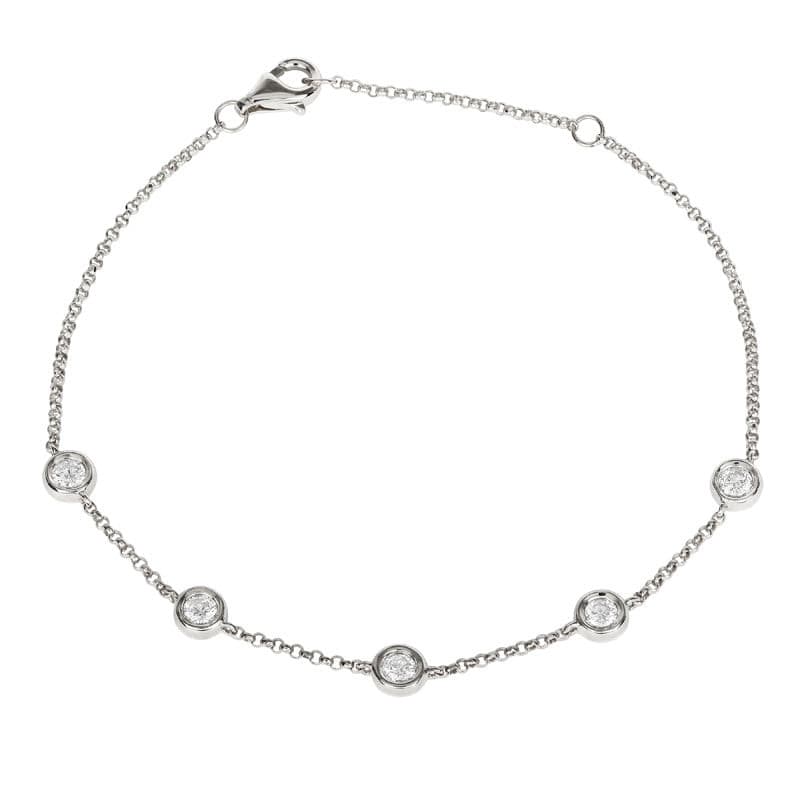 5 Diamond Bezel Spaced Charm Bracelet.
