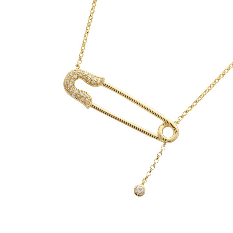 Safety Pin Lariat Necklace.