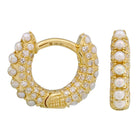 Diamond Pearl Beaded Hoops.