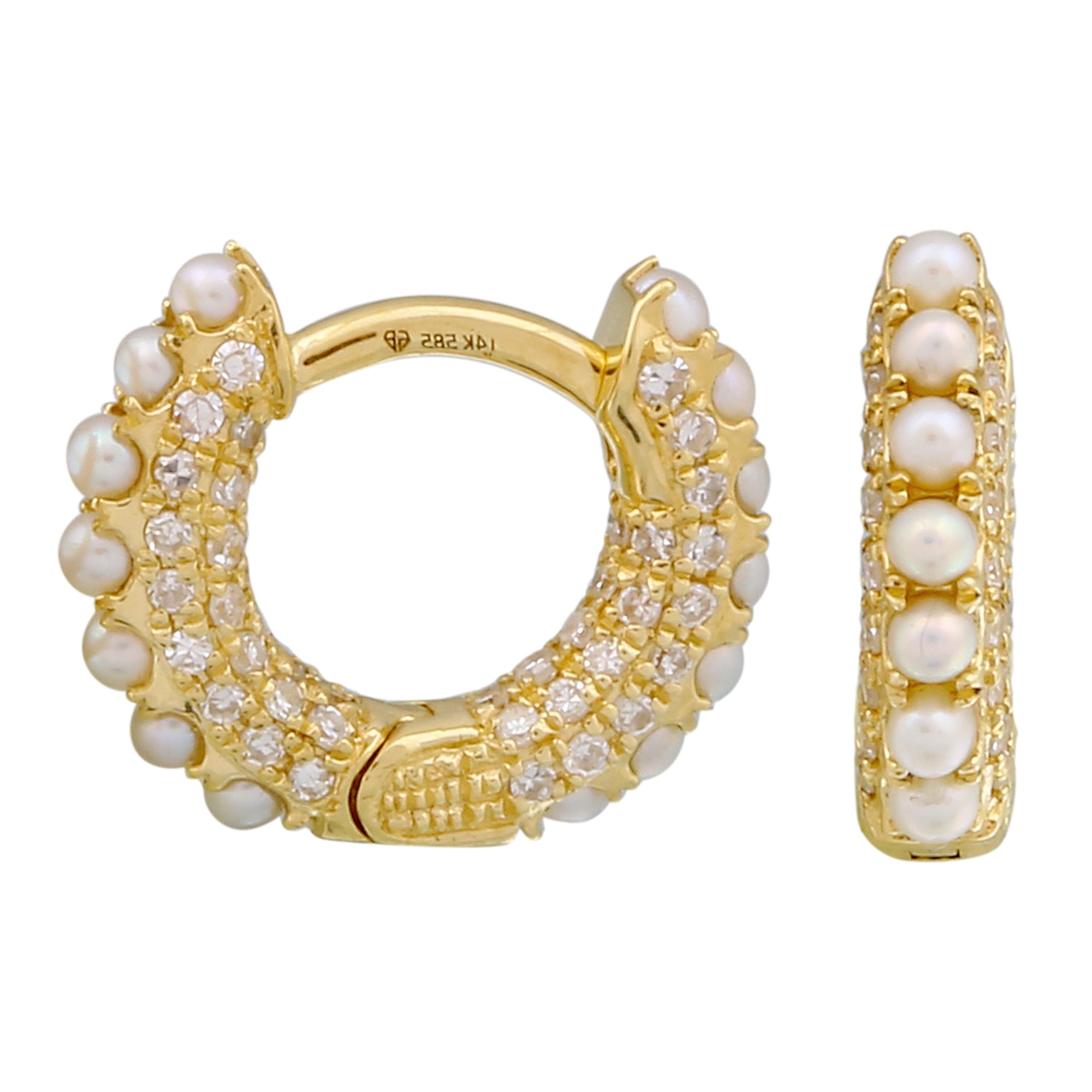Diamond Pearl Beaded Hoops.