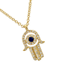 Diamond Sapphire Hamsa Hand Necklace.