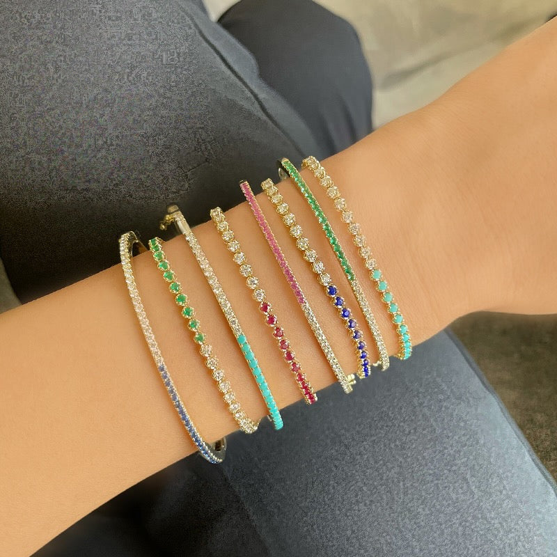 Half Lapis Half Diamond Tennis Bracelet.