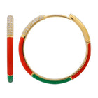 Color Block Enamel Hoop Earrings 24mm.