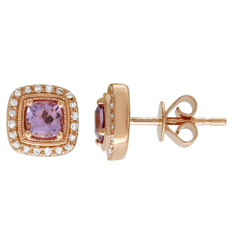 Amethyst Cushion Stud Earrings.