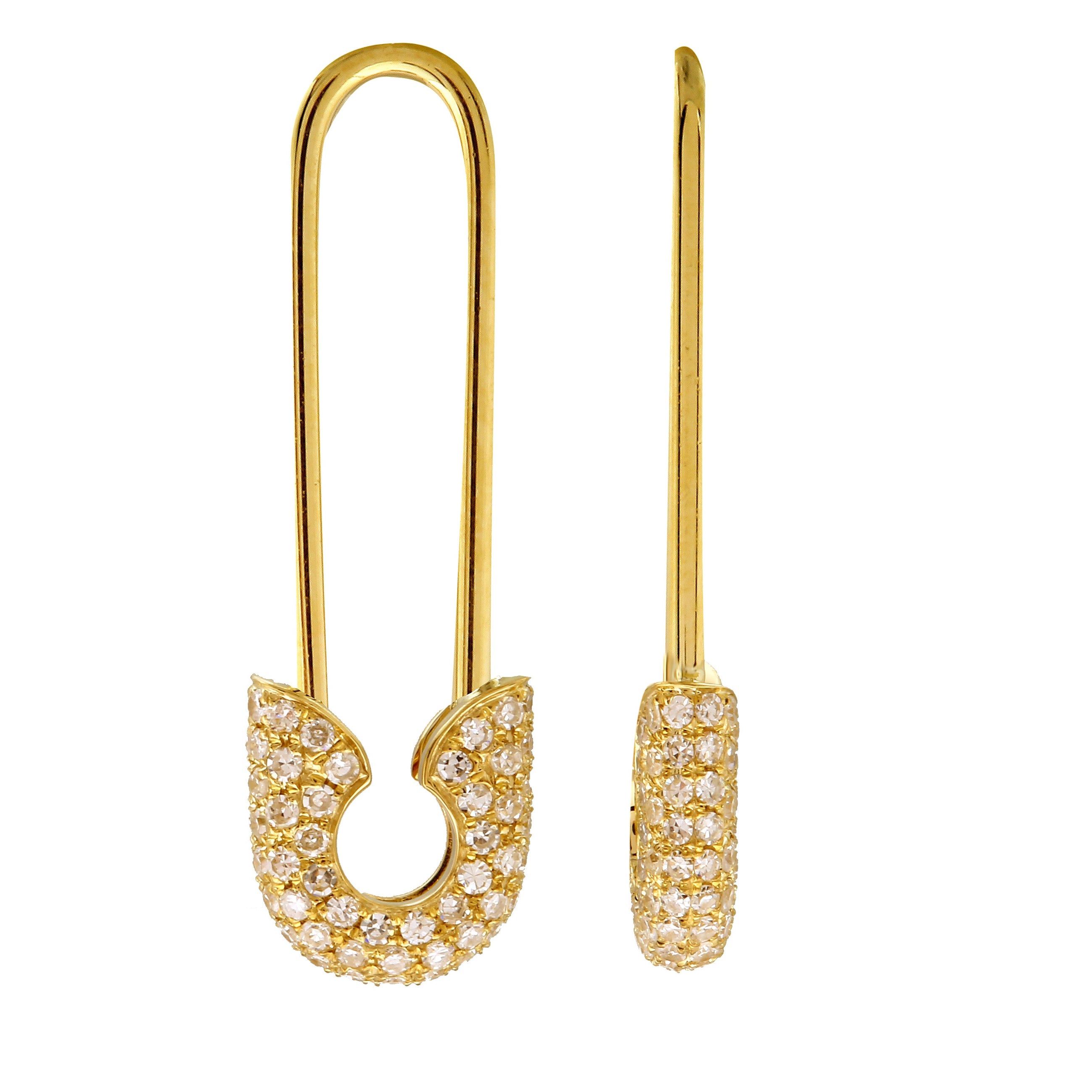 Endless Safety Pin Crawler Earrings.
