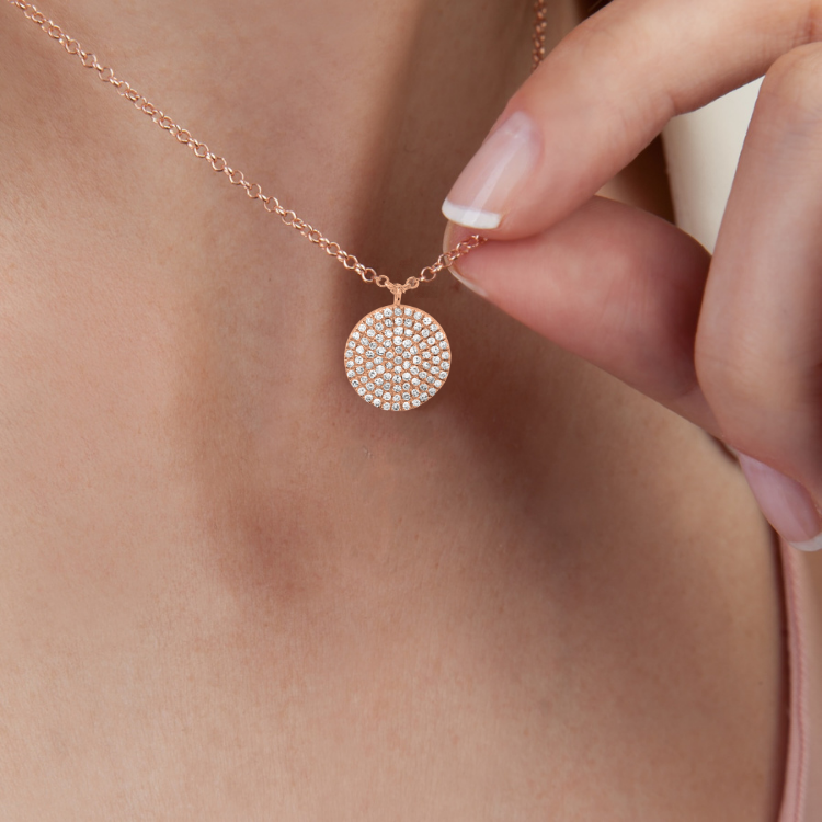 Rose Gold Disc Pendant.