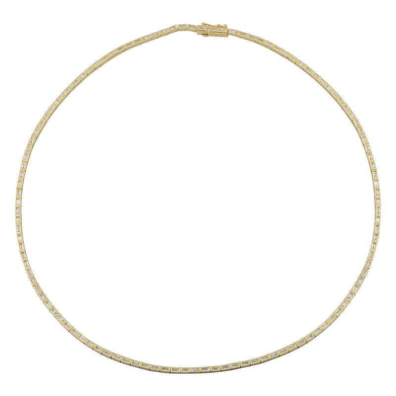 Bezel Baguette Tennis Necklace.