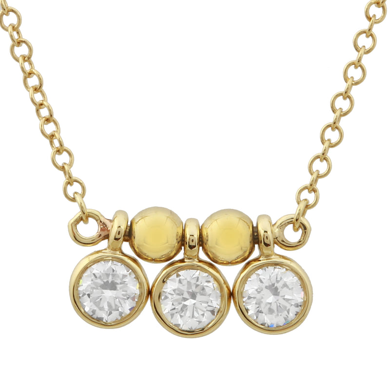 Bezel Bead Charm Bar Necklace.