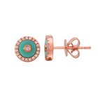 Pink Turquoise Evil Eye Disc Earrings.