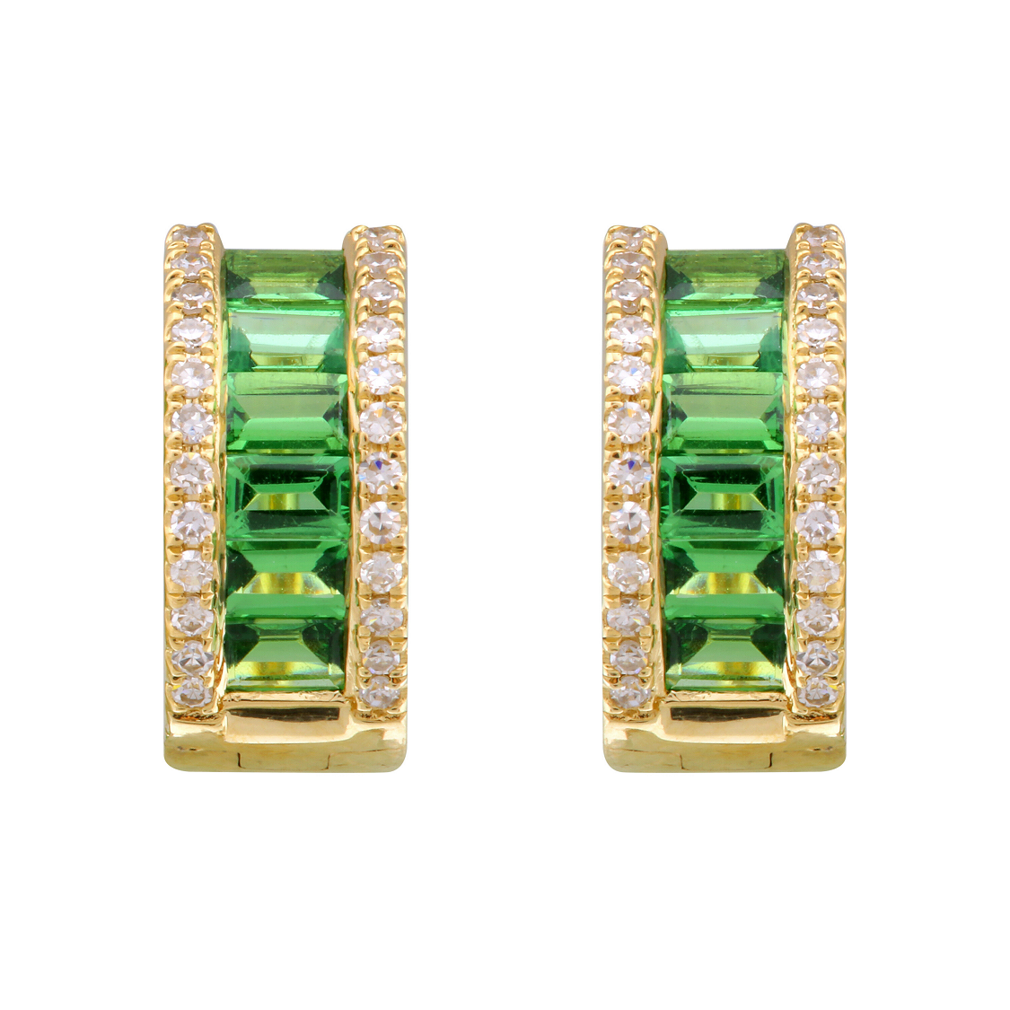 Wide Tsavorite Huggies.