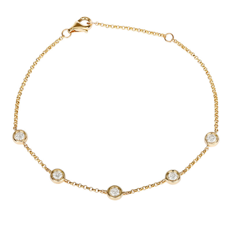 5 Diamond Bezel Spaced Link Bracelet.