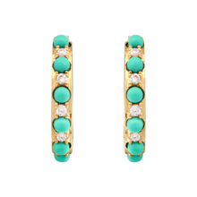 Diamond Turquoise Beaded Huggies.