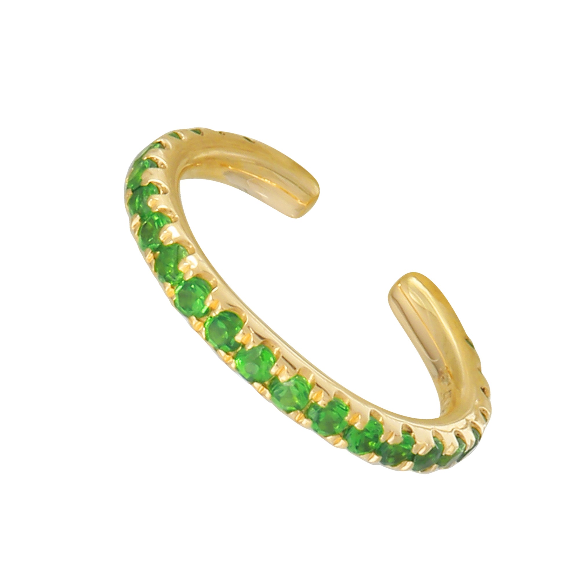 Green Tsavorite Single Ear Cuff.