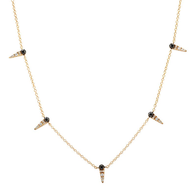 Black & White Diamond Tassel Strand Necklace.