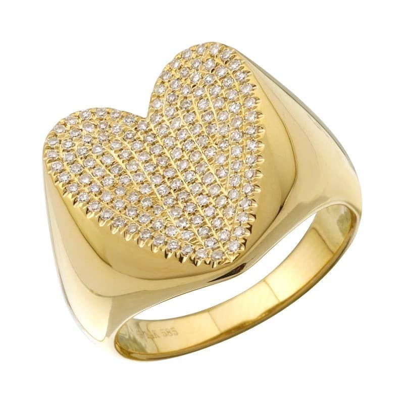 Folded Pave Shape Signet Ring.