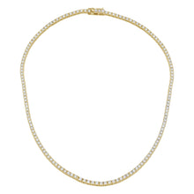 5 Carat Classic Yellow Gold Diamond Tennis Necklace.