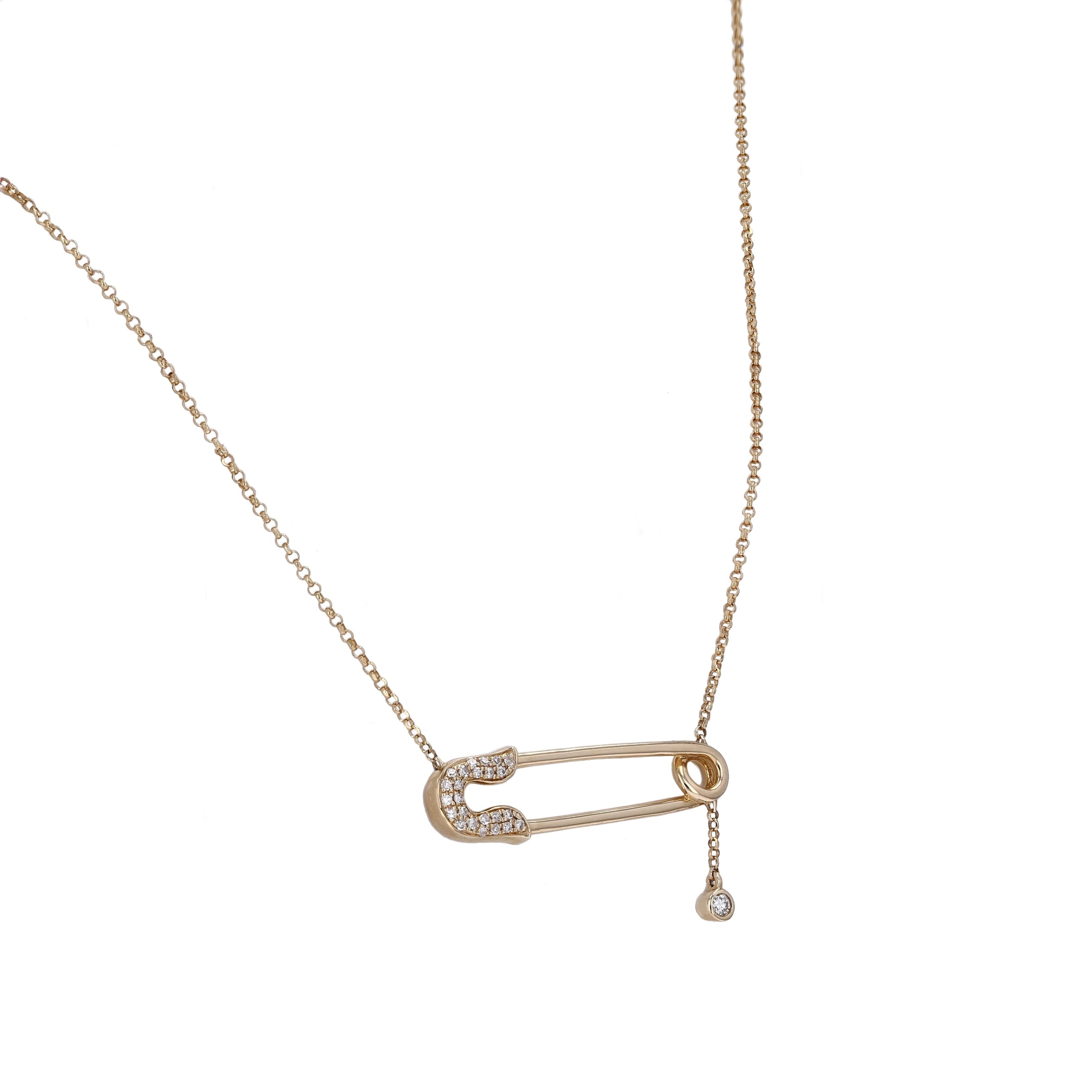Safety Pin Lariat Necklace.