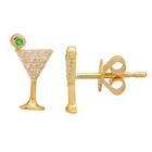 Cocktail Martini Stud Earrings.
