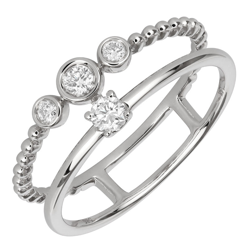 Beaded Diamond Double Ring Stack.