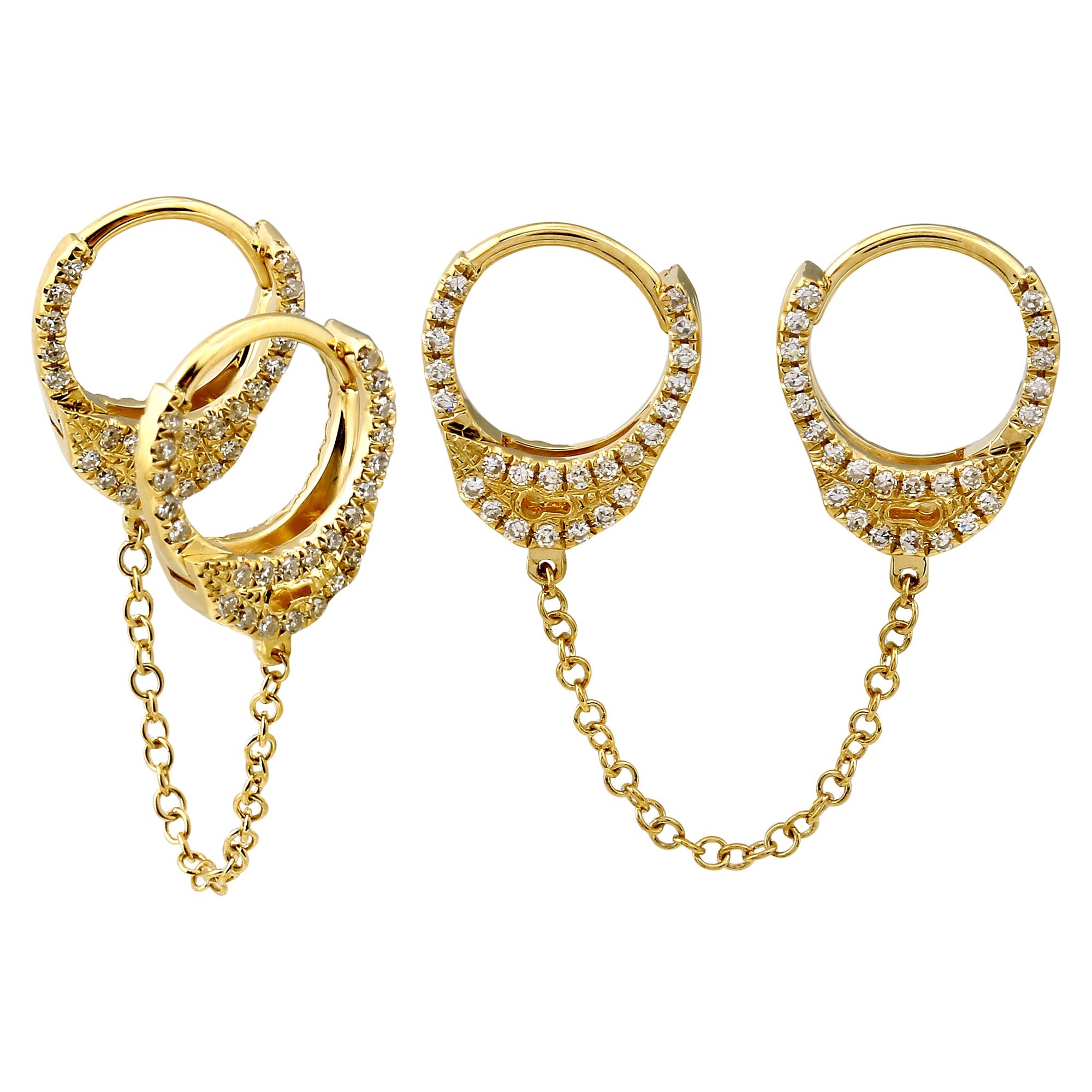 Diamond Double Handcuff Hoop Earring.