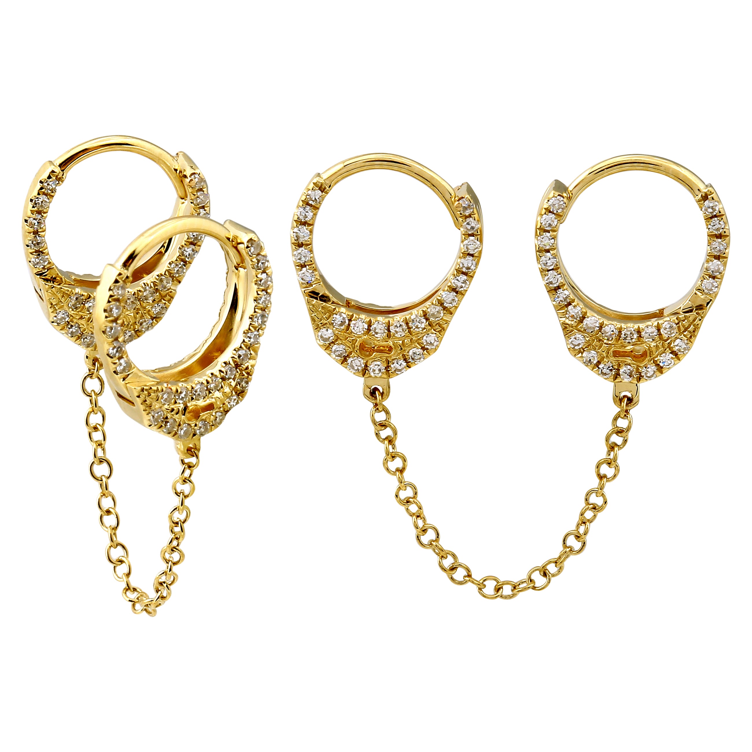 Diamond Double Handcuff Hoop Earring.