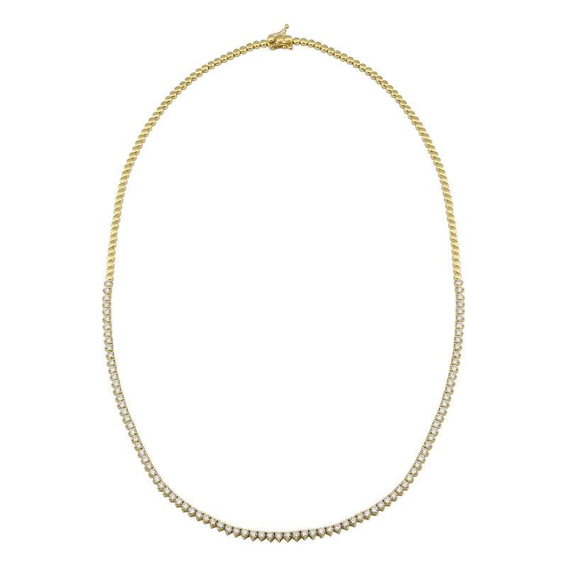 2 Carat Halfway 3-Prong Diamond Tennis Necklace.