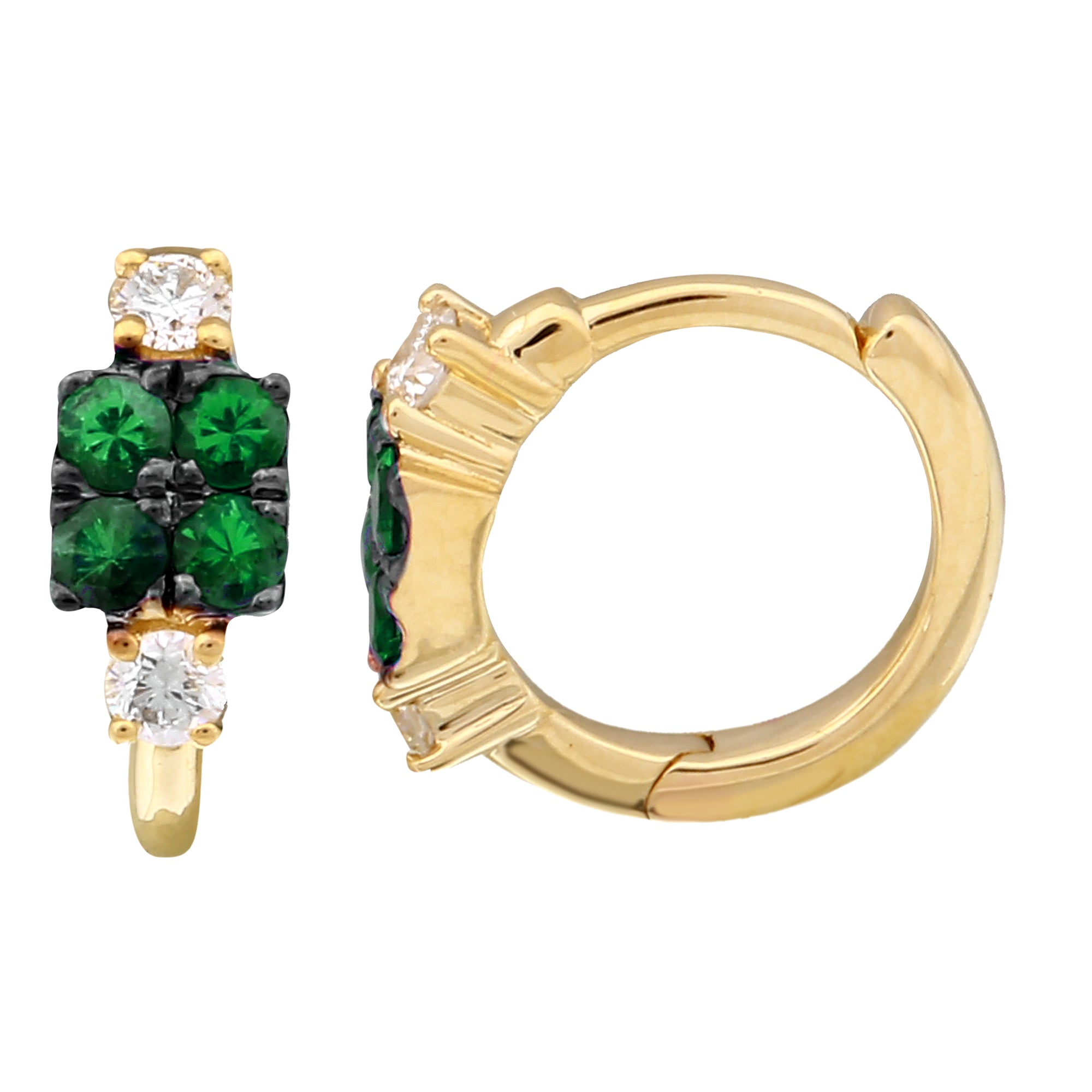 Gemstone Diamond Hoop Earrings.