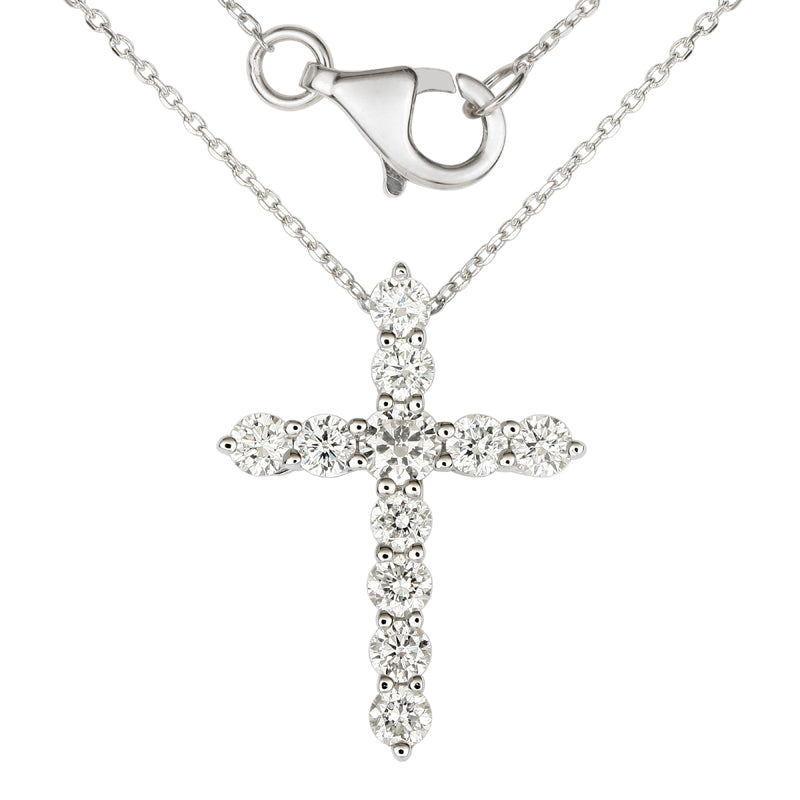 1/2 Carat Lab Grown Diamond Cross Pendant Necklace.