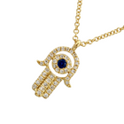 Diamond Sapphire Hamsa Hand Necklace.
