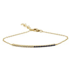 Half Diamond Half Gemstone Bar Charm Link Bracelet.
