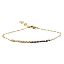 Half Diamond Half Gemstone Bar Charm Link Bracelet.