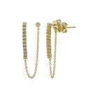 Double Stud Chain Tennis Gemstone Earrings.