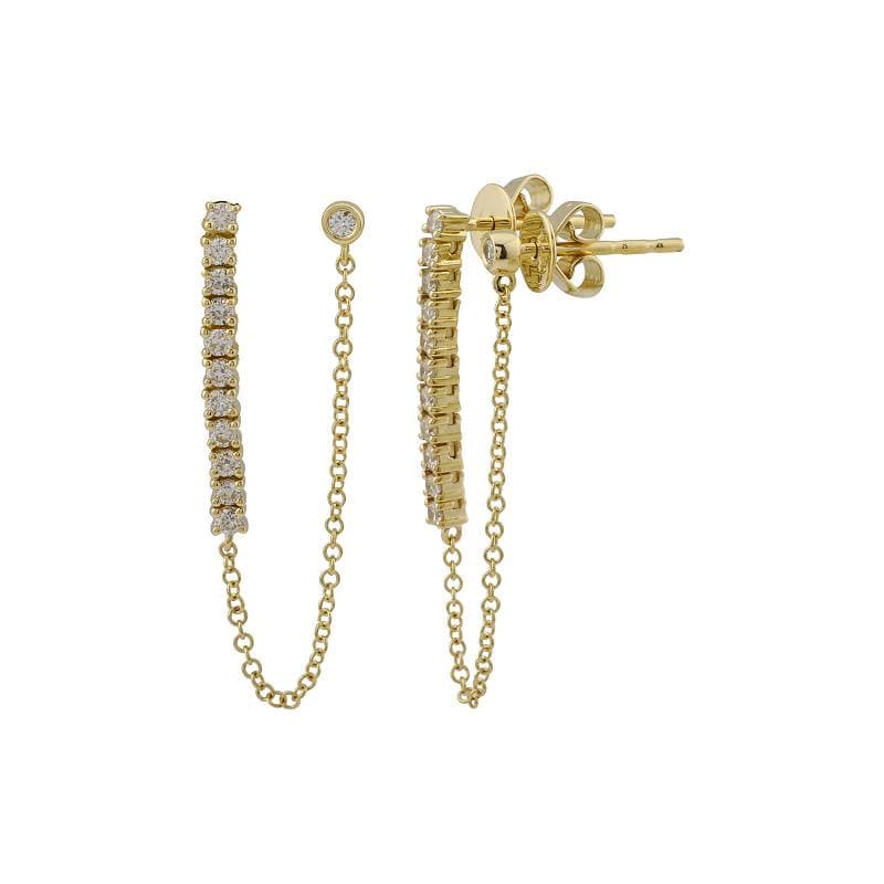 Double Stud Chain Tennis Gemstone Earrings.