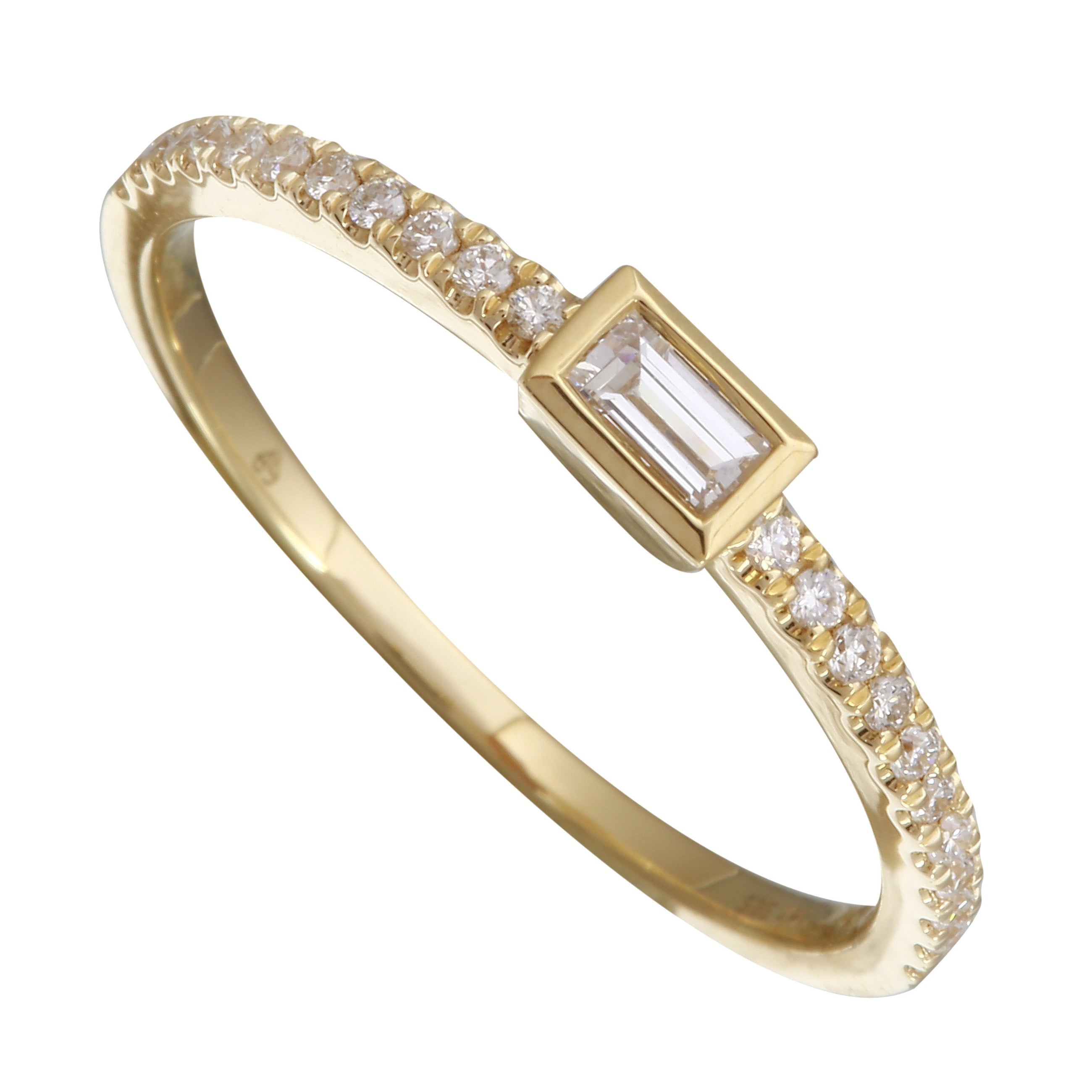 Solitaire Baguette Stack Ring.