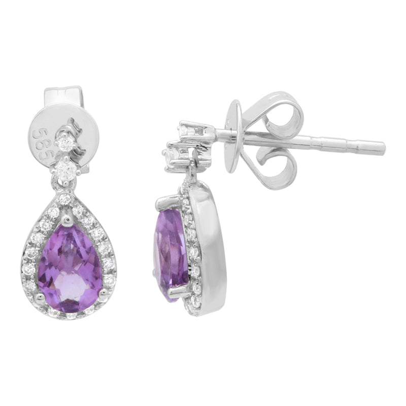 Pear Amethyst Drop Studs.