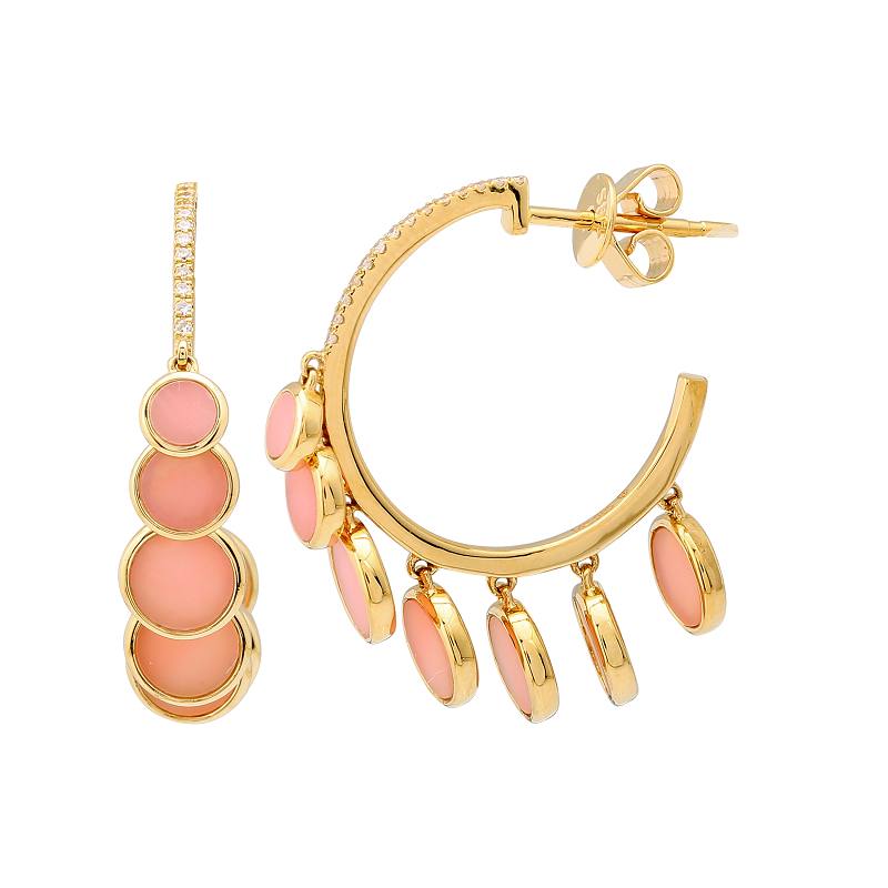 Pink Opal Dangle Stud Hoops.