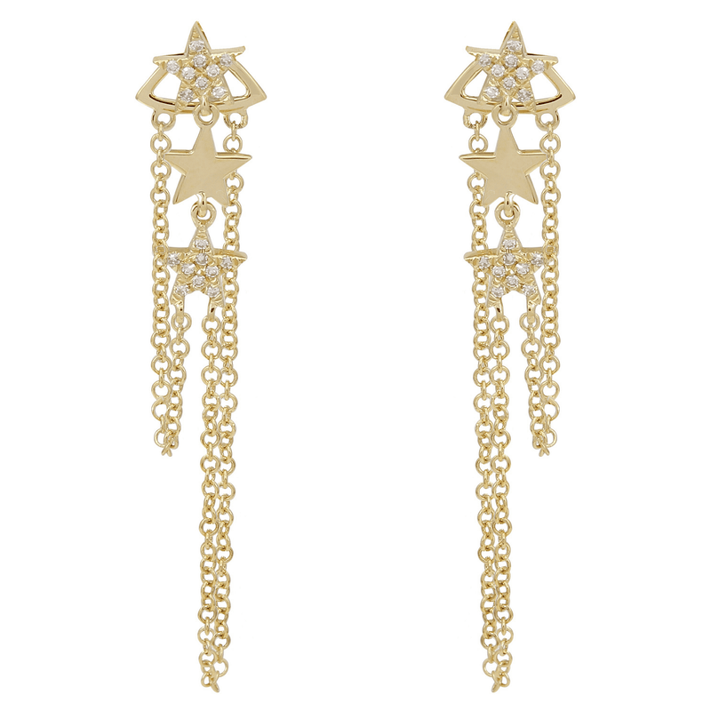 Star Dangle Chain Earrings.