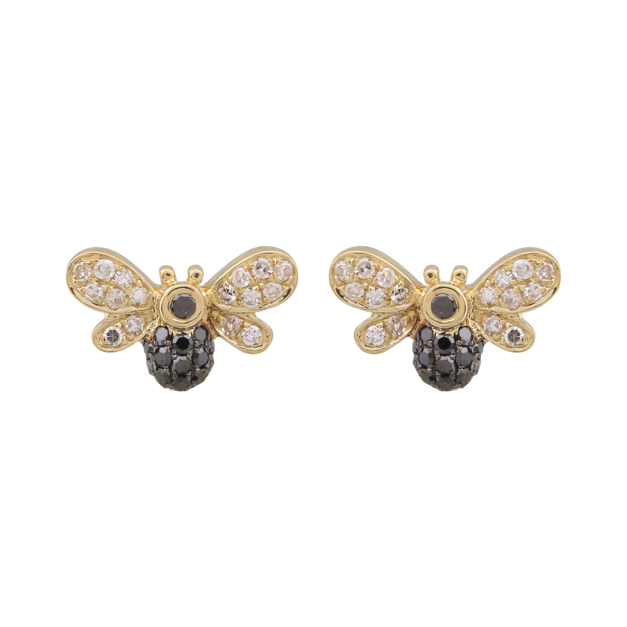 Black Diamond Bee Earrings.