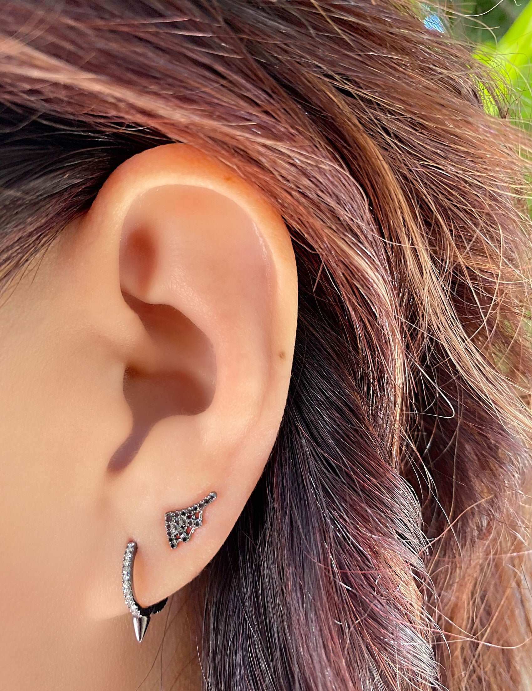 Black Spike Hoops.