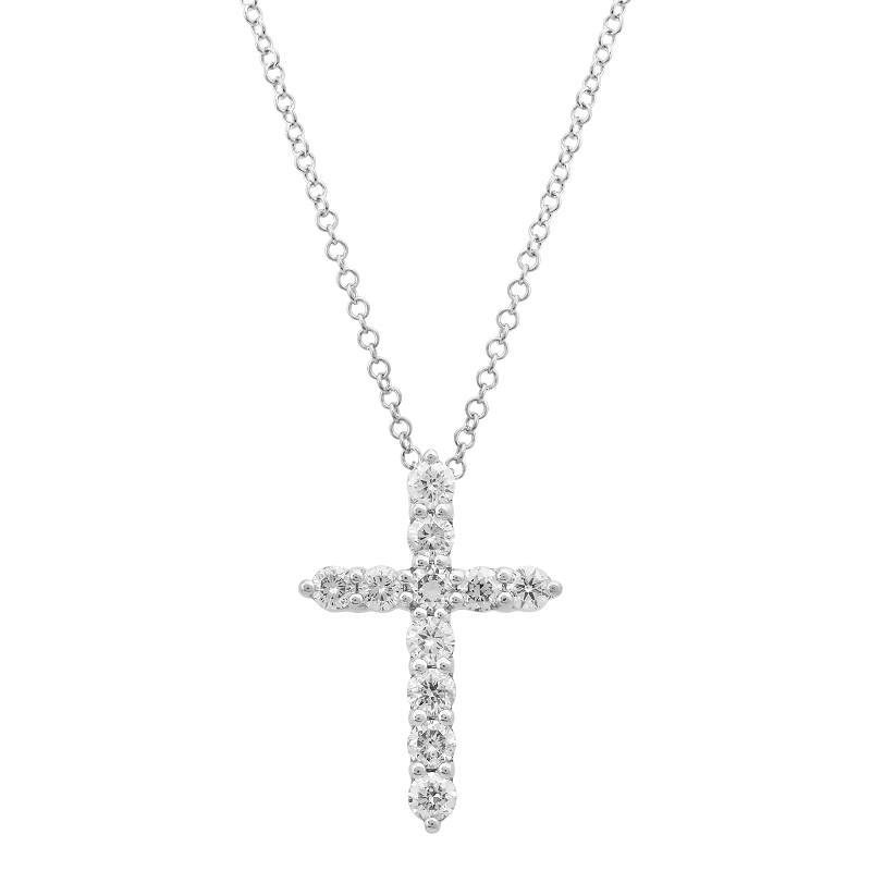 1/2 Carat Lab Grown Diamond Cross Pendant Necklace.