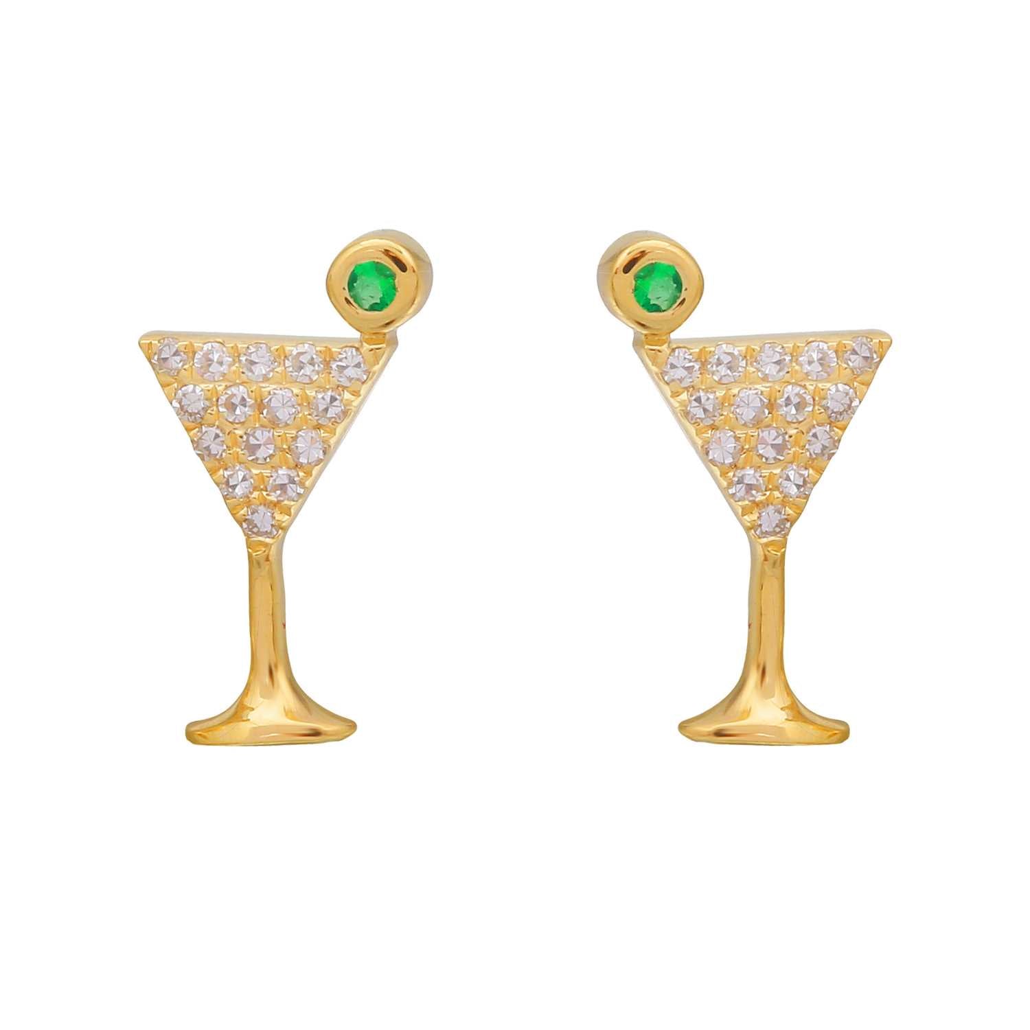 Cocktail Martini Stud Earrings.