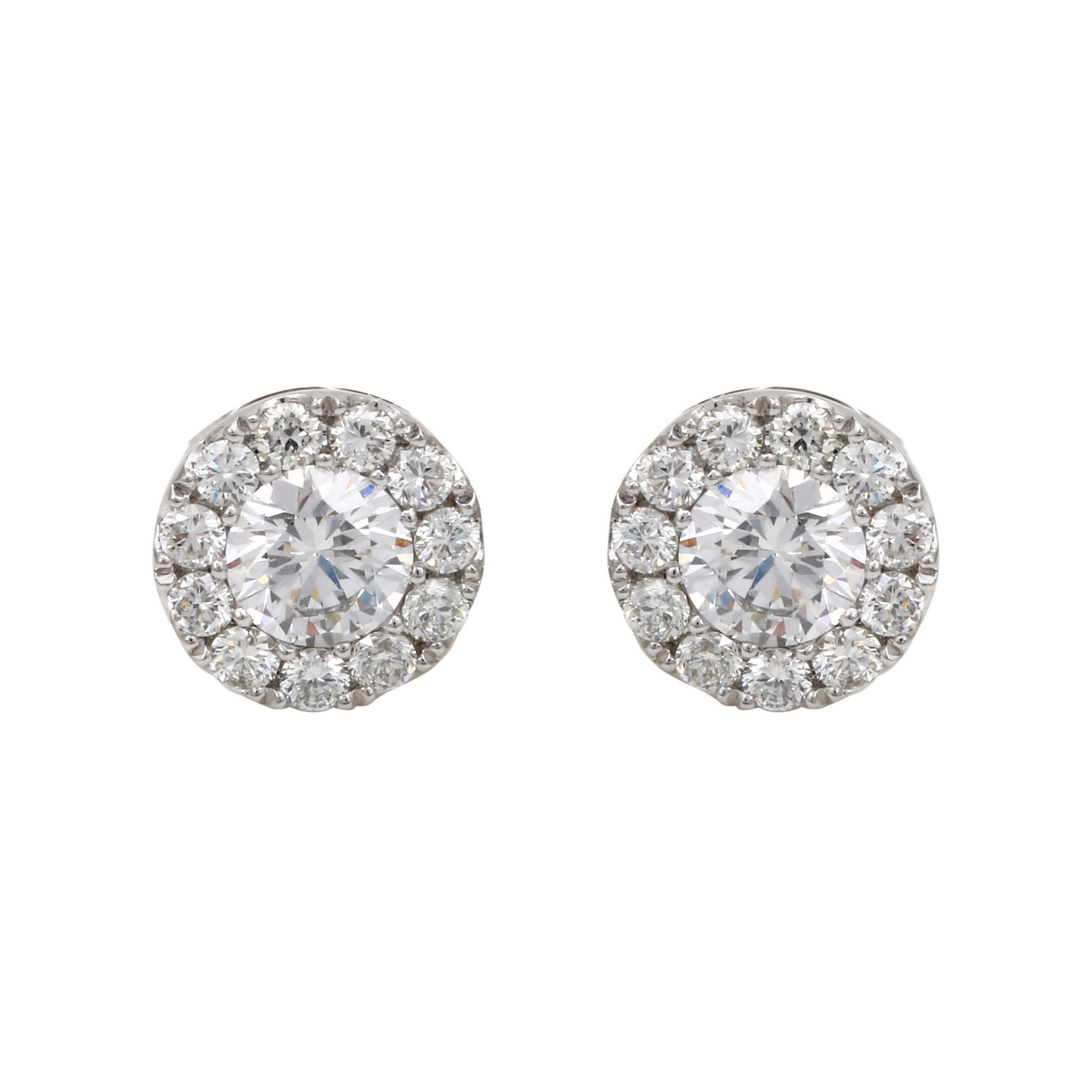 Diamond Halo Stud Earrings.