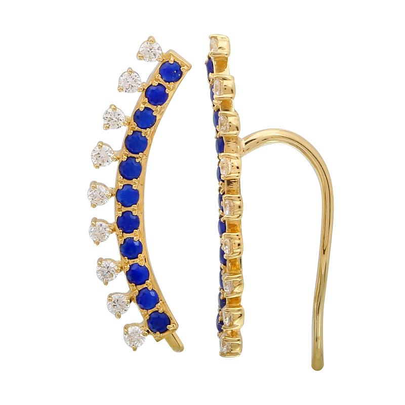 Diamond Lapis Crawler Earrings.