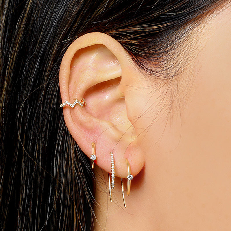 Threader Hook Loop Lobe Earrings.